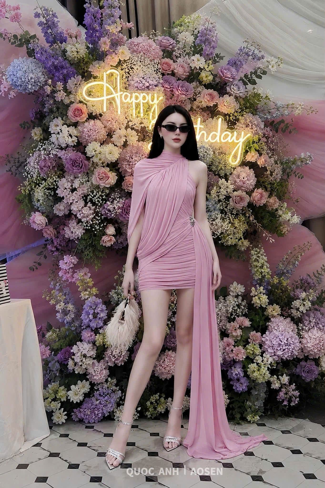  Váy lưới tà sườn dáng ngắn sang chảnh - HỒNG - L107 (EO S<68, M<72) 