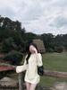 Set 2 món áo tay dài loe mix chân váy ngắn lụa - TRẮNG - K182 (EO S<68, M<72)