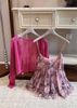 Set 2 món váy hai dây babydoll xòe mix áo khoác mỏng - HỒNG - H61