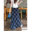 Chân váy suông dài hàng đúp 2 lớp họa tiết hàng qc - CARO XANH - H65 (EO M<66, L<70)