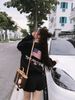 Set 2 món áo tay dài sweater mix quần short ngắn thêu - ĐEN - H193