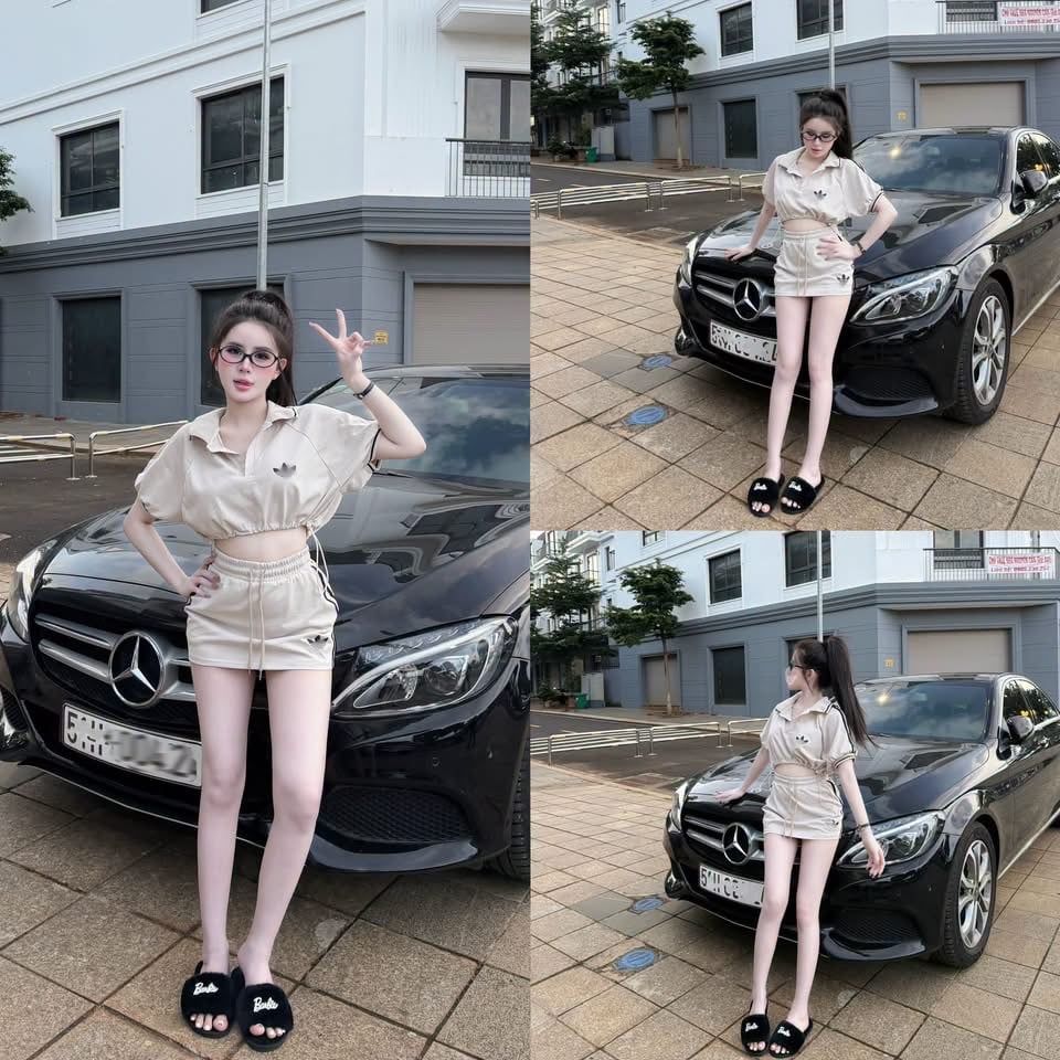  Set 2 món áo polo croptop bo gấu mix chân váy ngắn ADD - K5 