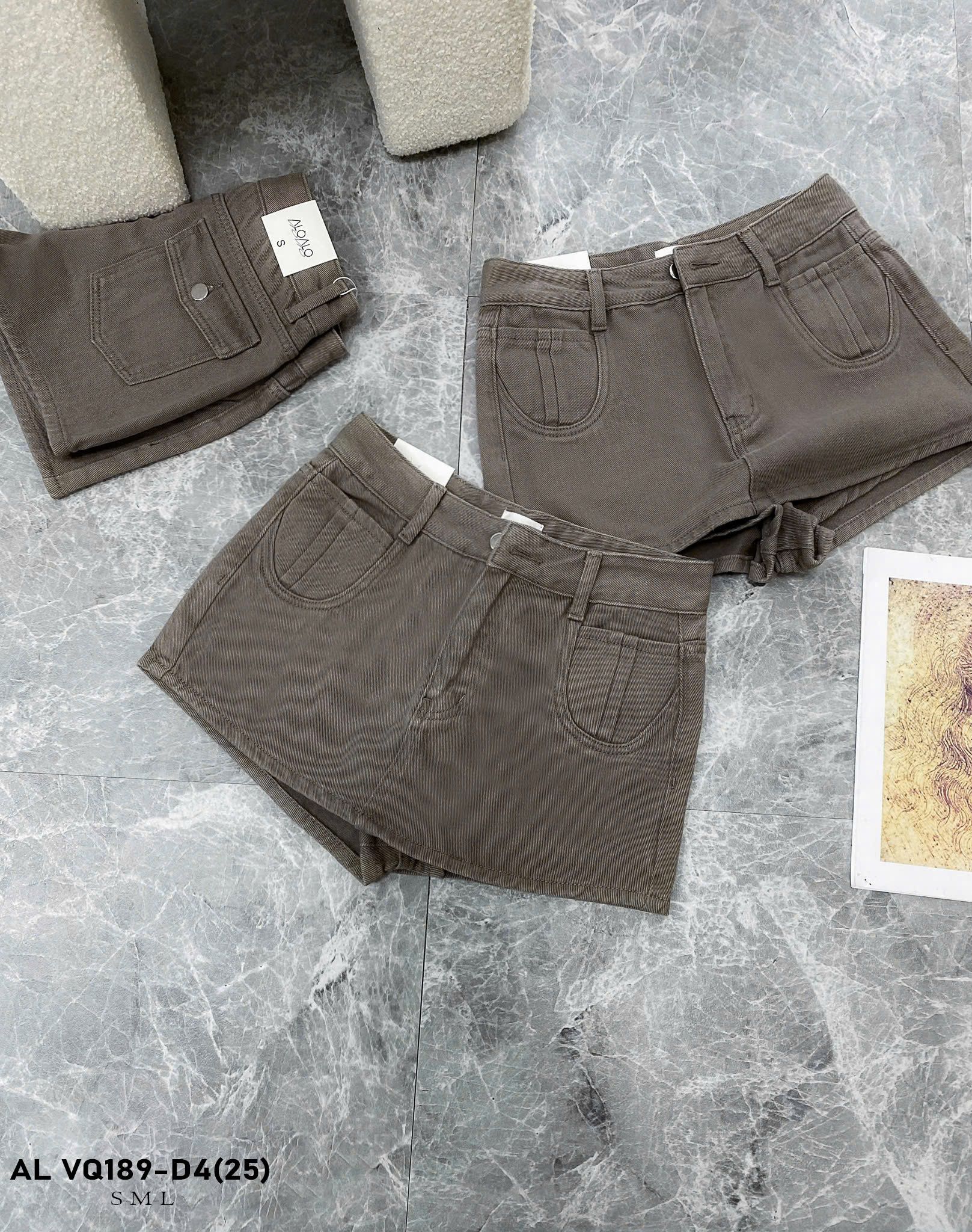  Quần giả váy kaki phối túi hộp basic - GHI - V2 (EO S<66, M<70, L<74) 
