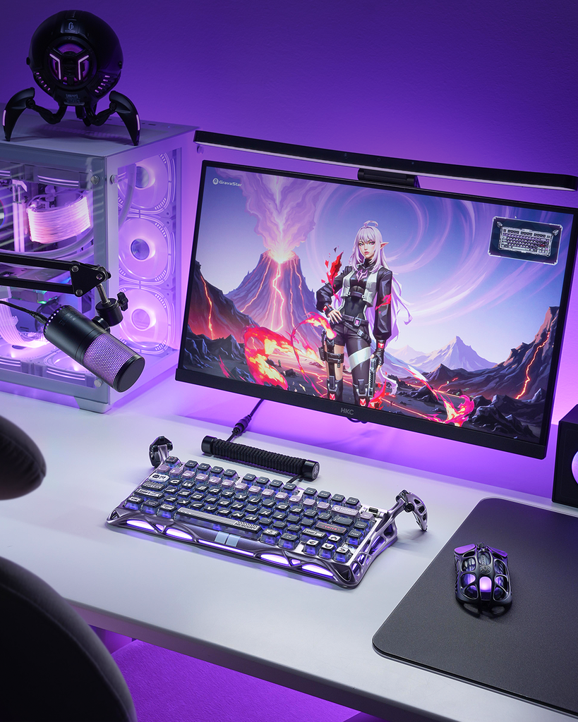 Bàn phím cơ Magnetic HE Gaming Gravastar Mercury V75 Pro - Iron Purple
