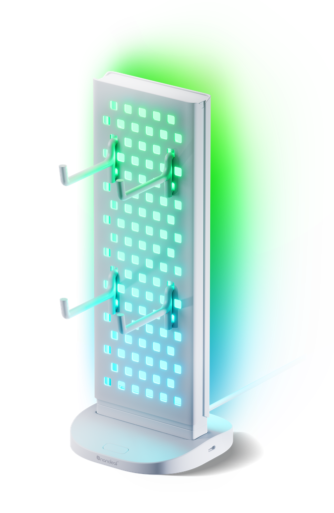 Đèn Bàn Nanoleaf Pegboard Desk Dock – Hub 3 Trong 1, LED RGB 2 Mặt, USB-A/USB-C, Pegboard Lưu Trữ 950mm