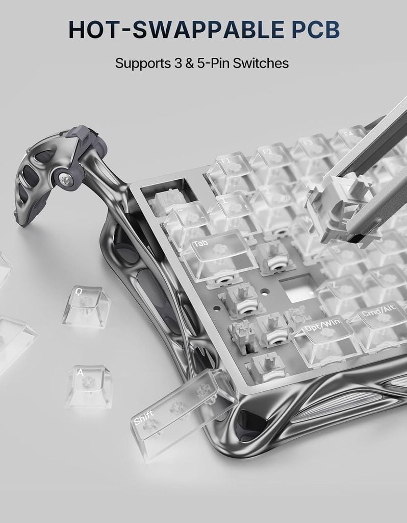 Bàn phím Gaming Gravastar Mercury K1 Pro - Ghost Silver
