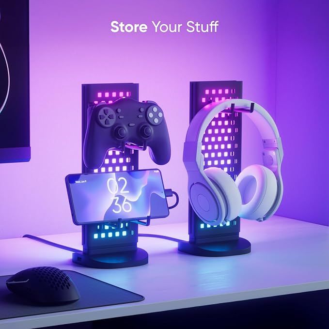 Đèn Bàn Nanoleaf Pegboard Desk Dock – Hub 3 Trong 1, LED RGB 2 Mặt, USB-A/USB-C, Pegboard Lưu Trữ 950mm
