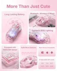 Chuột không dây Gaming GravaStar Mercury M2 - Crystal Rose
