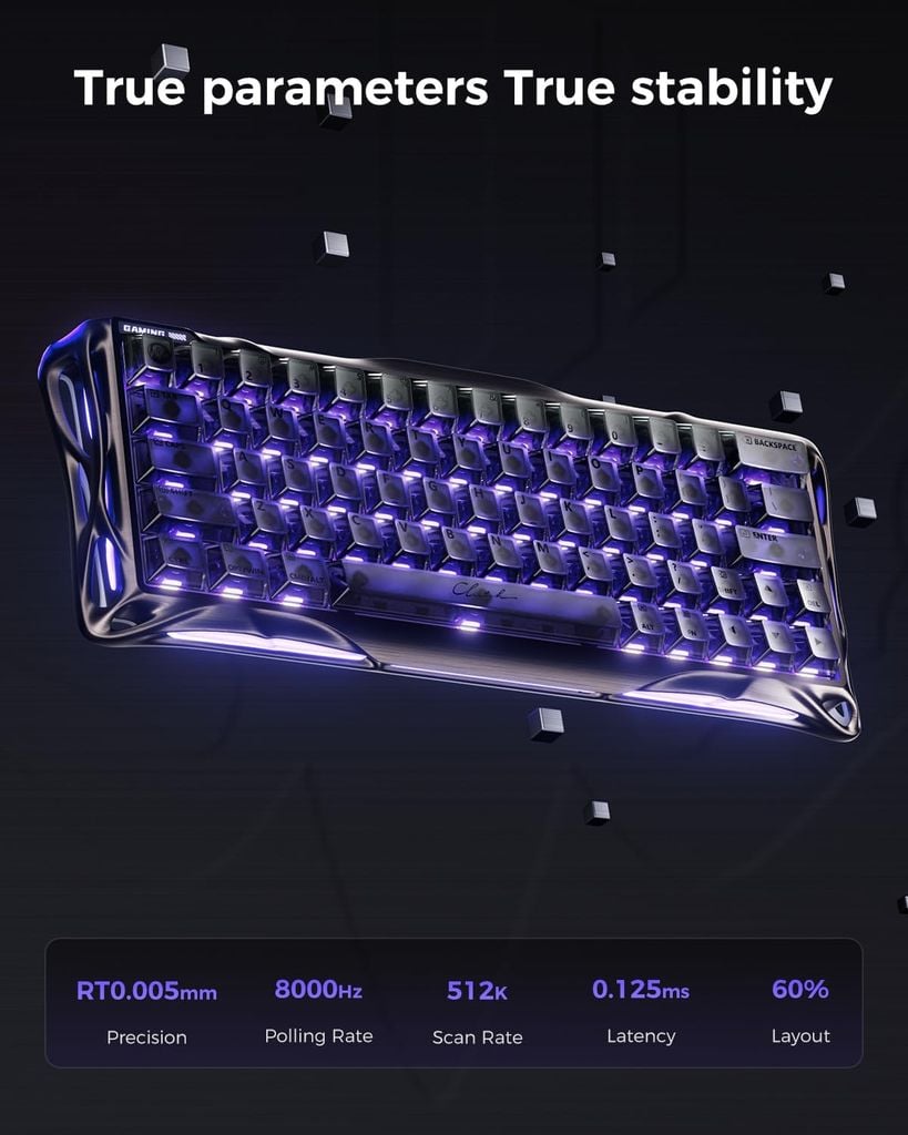 Bàn phím cơ Magnetic HE Gaming Gravastar Mercury V60 Pro - Gunmental Smoke