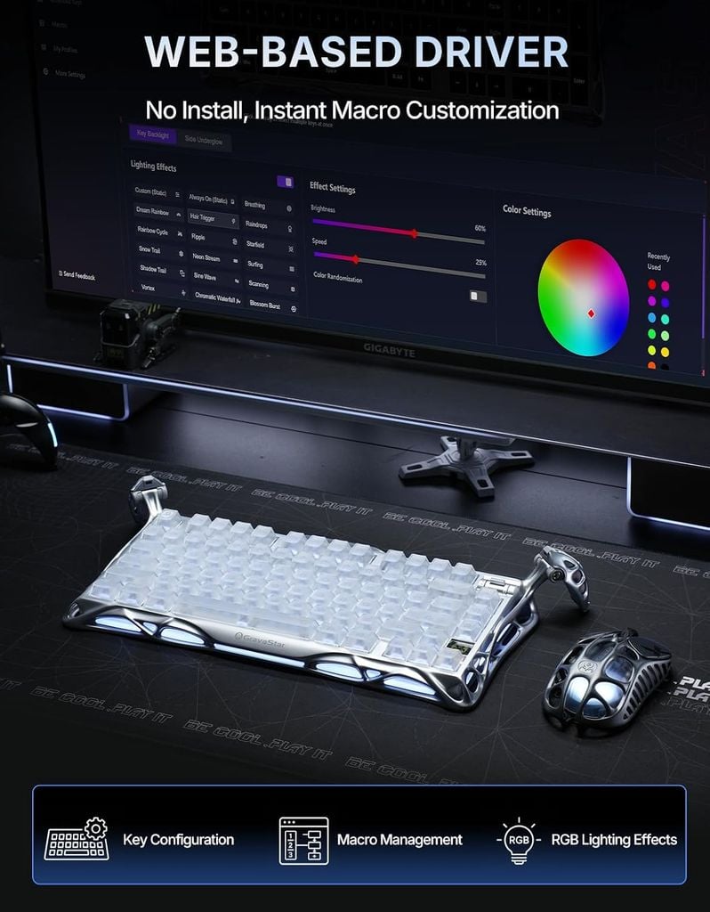 Bàn phím Gaming Gravastar Mercury K1 Pro - Ghost Silver