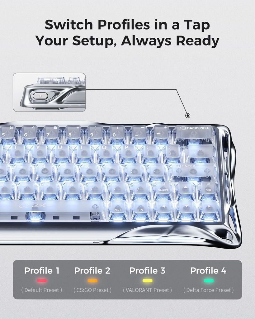 Bàn phím cơ Magnetic HE Gaming Gravastar Mercury V60 Pro - Silver Frost