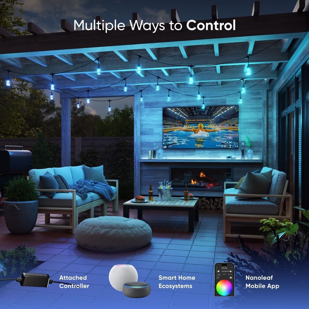 Đèn Dây Ngoài Trời Thông Minh Nanoleaf Outdoor String Lights 15M – RGBWIC 16 Triệu Màu, Chống Nước IP65, Matter/Wi-Fi/Bluetooth