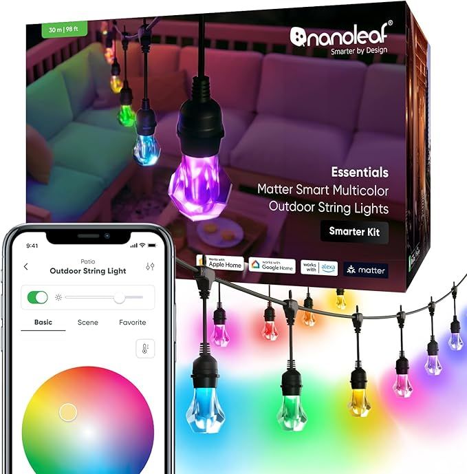 Đèn Dây Ngoài Trời Thông Minh Nanoleaf Outdoor String Lights 15M – RGBWIC 16 Triệu Màu, Chống Nước IP65, Matter/Wi-Fi/Bluetooth