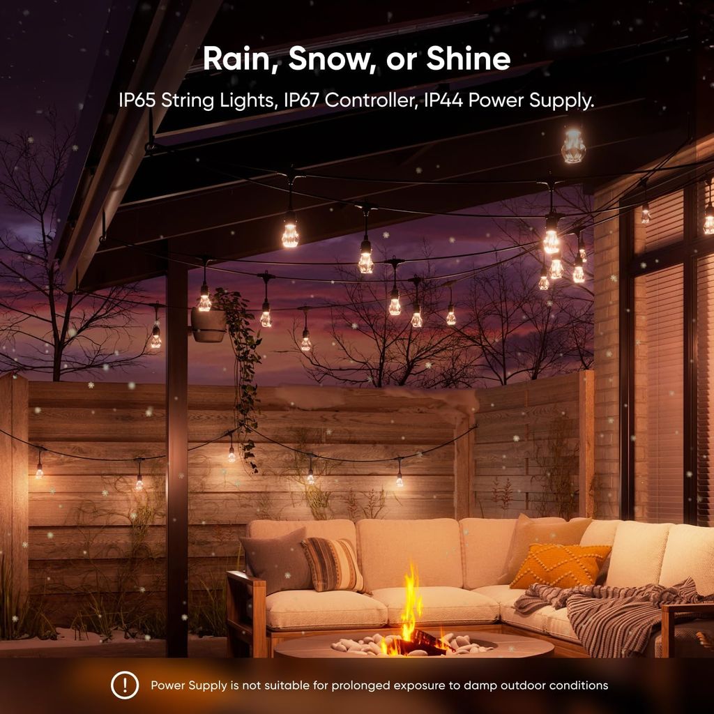 Đèn Dây Ngoài Trời Thông Minh Nanoleaf Outdoor String Lights 15M – RGBWIC 16 Triệu Màu, Chống Nước IP65, Matter/Wi-Fi/Bluetooth