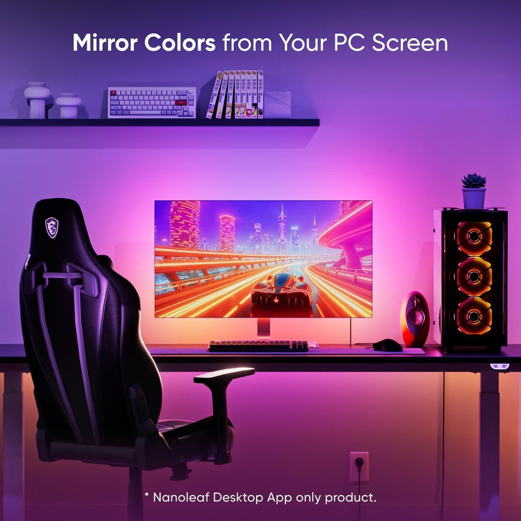 Đèn LED Dán Màn Hình PC Nanoleaf Screen Mirror Lightstrip 2.5M – 75 LED RGB, Đồng bộ màu Screen Mirroring, có thể cắt tỉa, Cho Màn 27–32 Inch