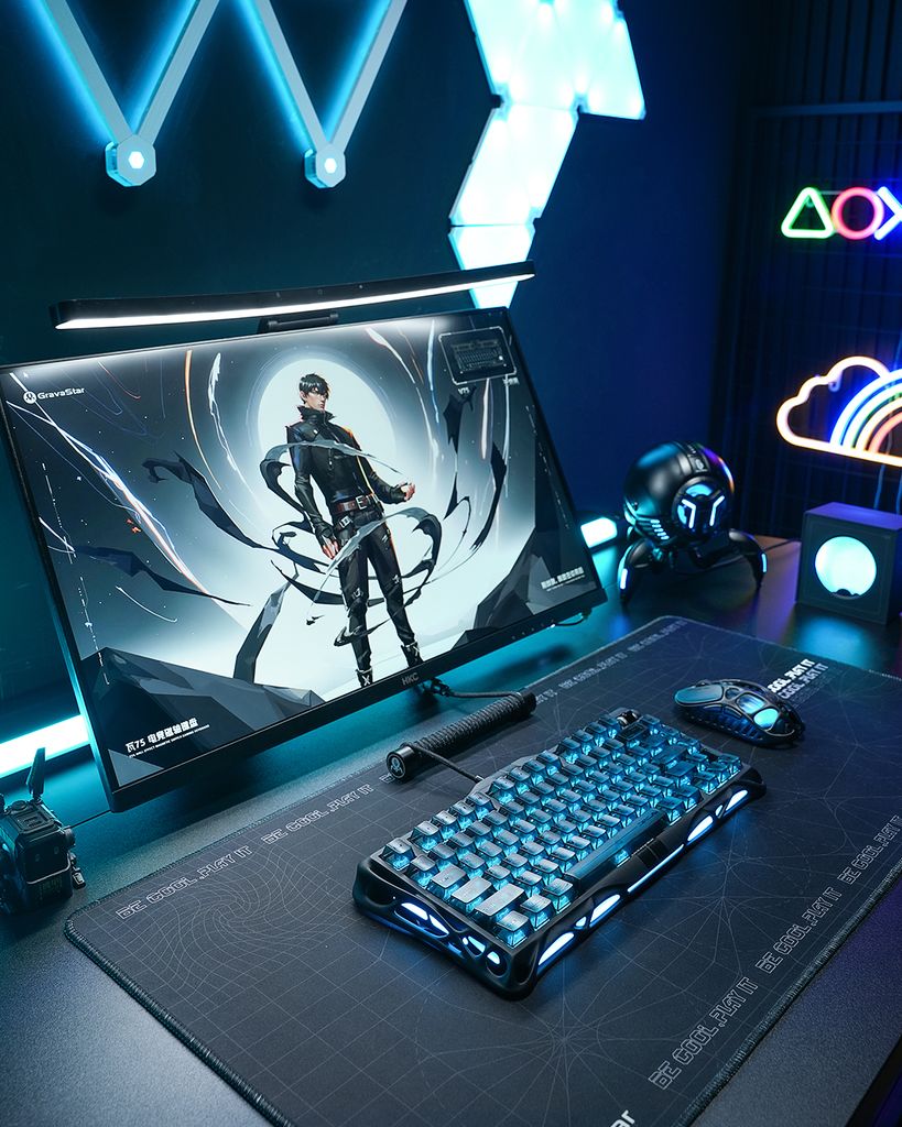 Bàn phím cơ Magnetic HE Gaming Gravastar Mercury V75 - Stealth Black