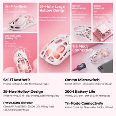 Chuột Gaming không dây Gravastar Mercury M1 Pro - Sakura Pink