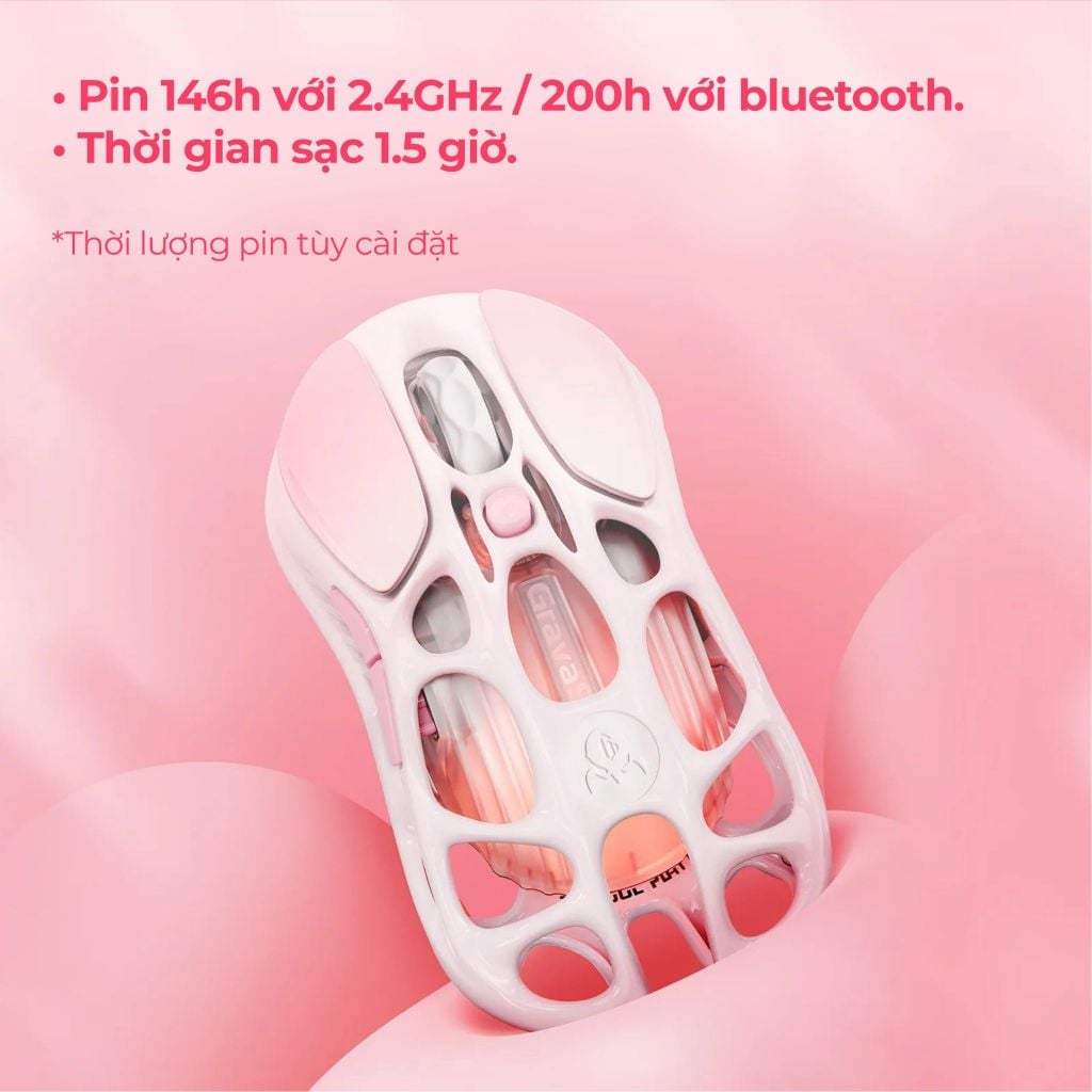 Chuột Gaming không dây Gravastar Mercury M1 Pro - Sakura Pink