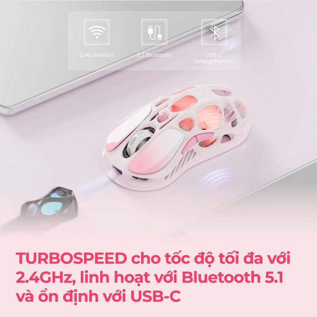 Chuột Gaming không dây Gravastar Mercury M1 Pro - Sakura Pink