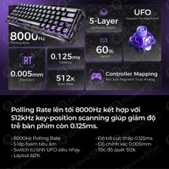 Bàn phím cơ Magnetic HE Gaming Gravastar Mercury V60 Pro Special Edition - Cyber Frost Black