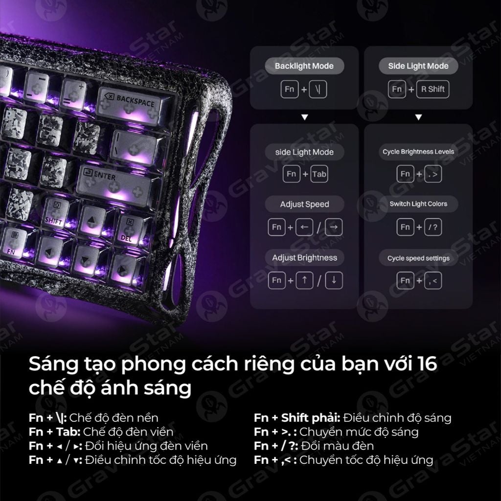 Bàn phím cơ Magnetic HE Gaming Gravastar Mercury V60 Pro Special Edition - Cyber Frost Black