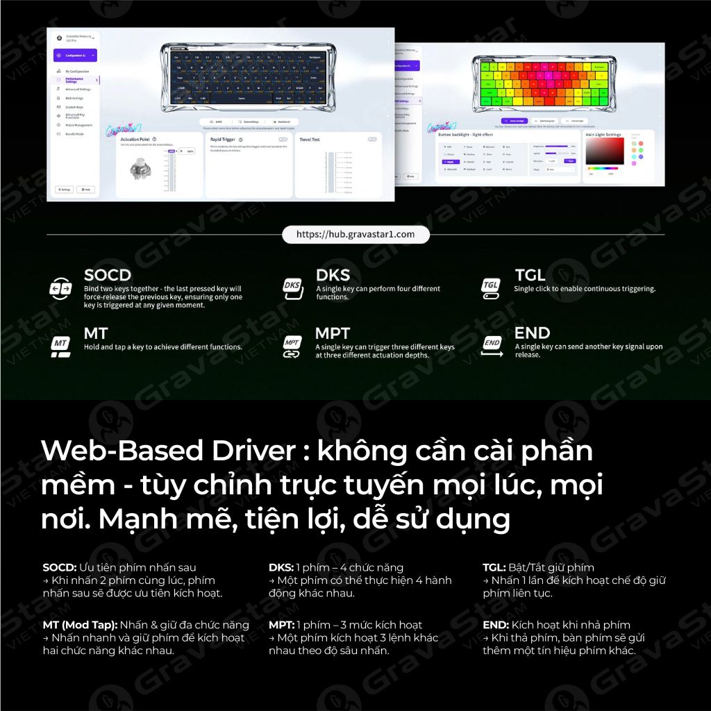 Bàn phím cơ Magnetic HE Gaming Gravastar Mercury V60 - Onyx Crystal