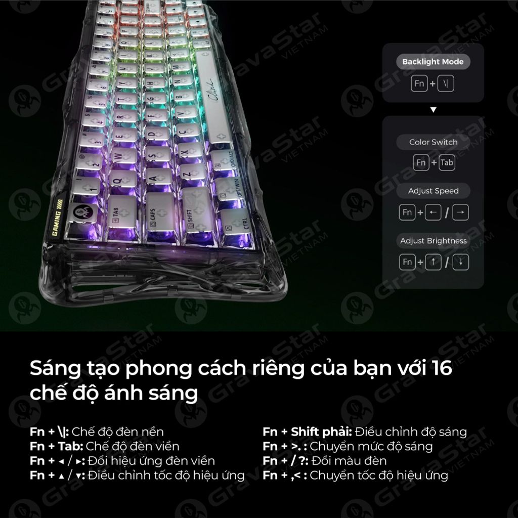 Bàn phím cơ Magnetic HE Gaming Gravastar Mercury V60 - Onyx Crystal
