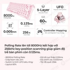 Bàn phím cơ Magnetic HE Gaming Gravastar Mercury V60 - Crystal Rose