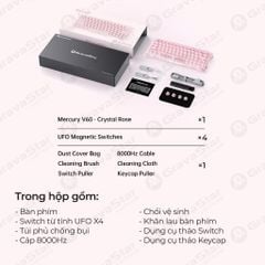 Bàn phím cơ Magnetic HE Gaming Gravastar Mercury V60 - Crystal Rose
