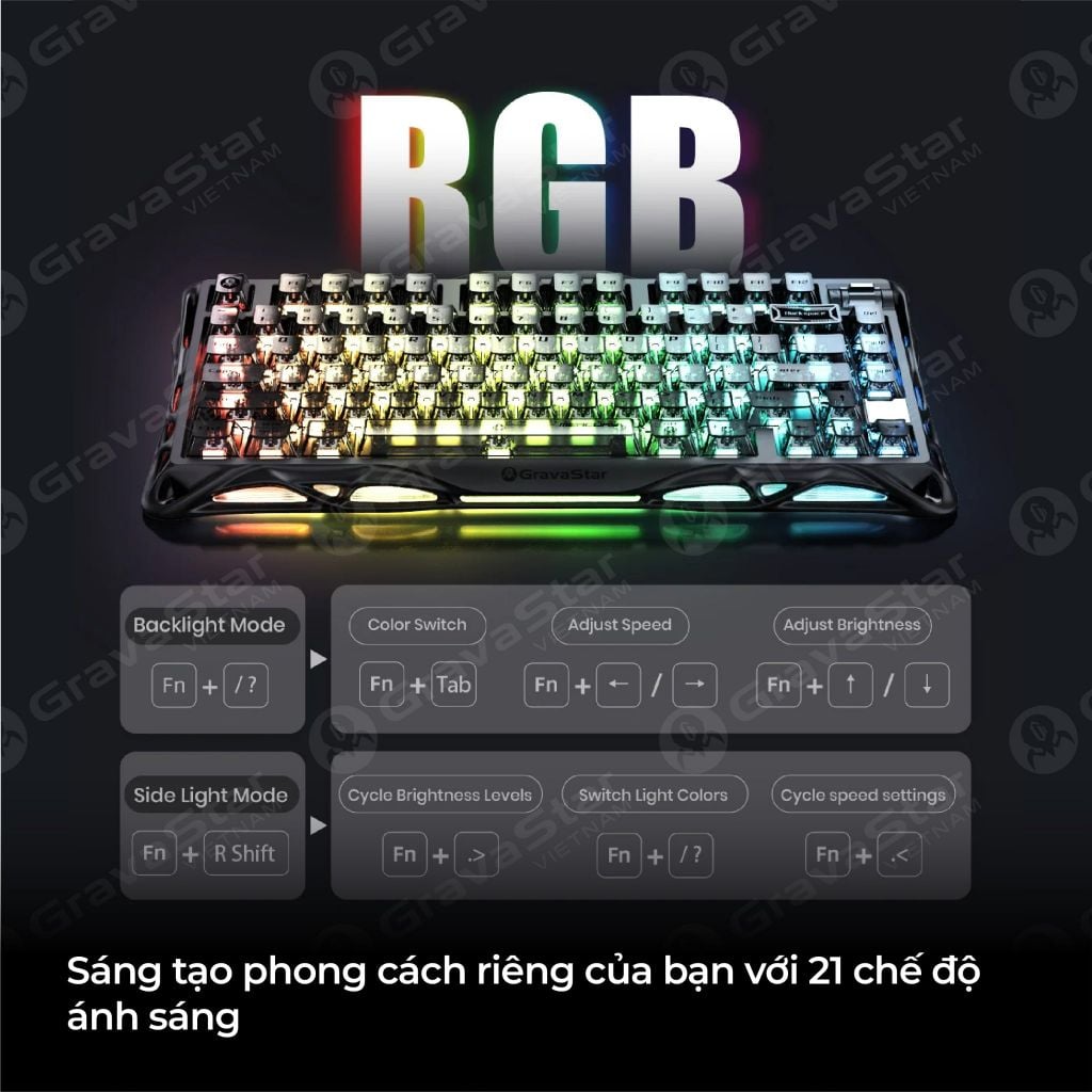 Bàn phím Gaming Gravastar Mercury K1 - Stealth Black