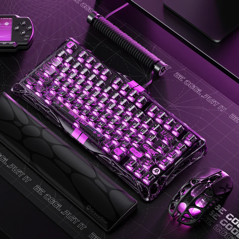 Bàn phím cơ Magnetic HE Gaming Gravastar Mercury V75 Lite  - Transparent Black
