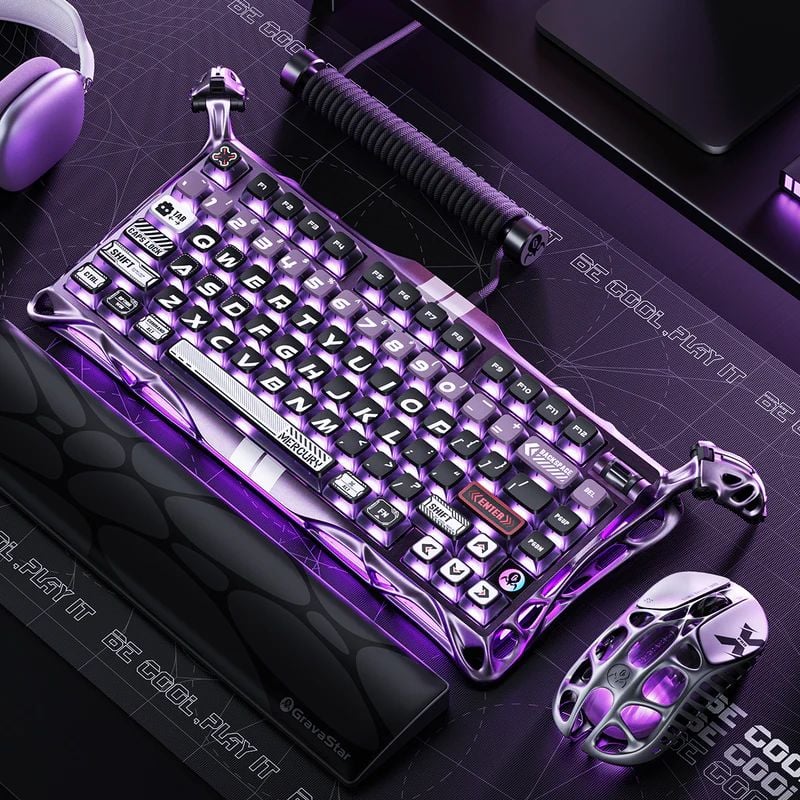 Bàn phím cơ Magnetic HE Gaming Gravastar Mercury V75 Pro - Iron Purple