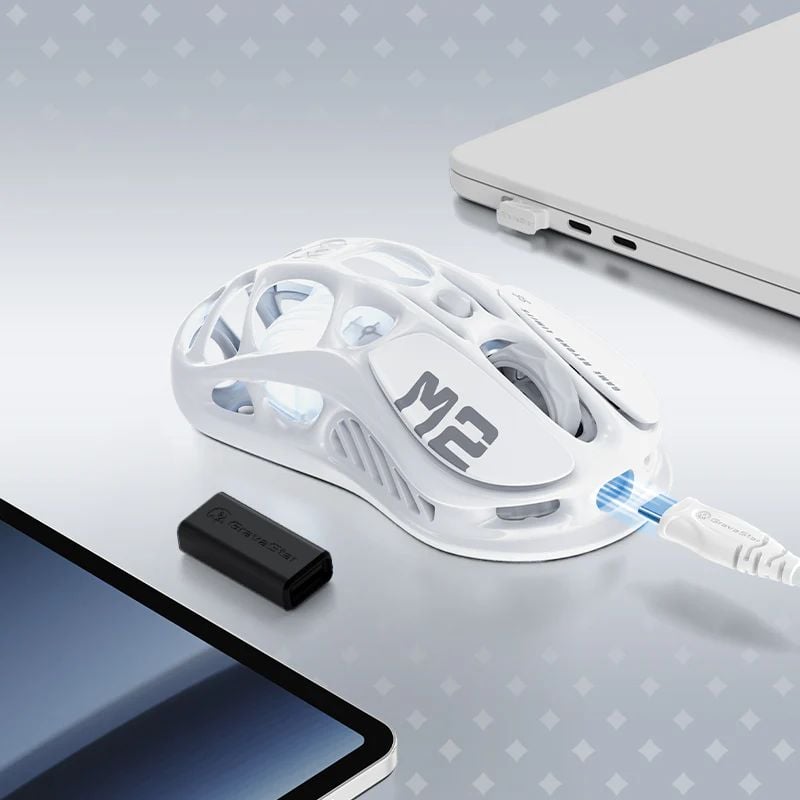 Chuột không dây Gaming GravaStar Mercury M2 - Opaline White