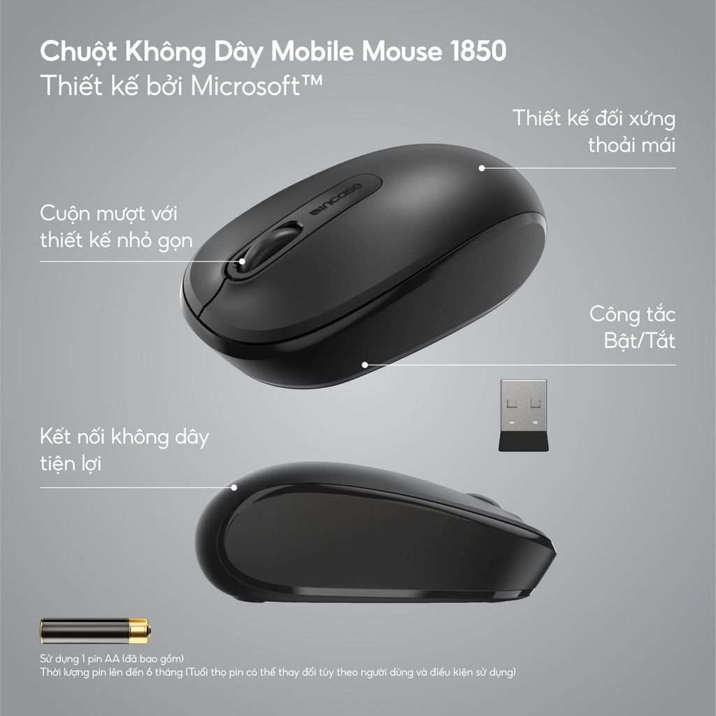 Chuột không dây Incase Wireless Mobile Mouse 1850