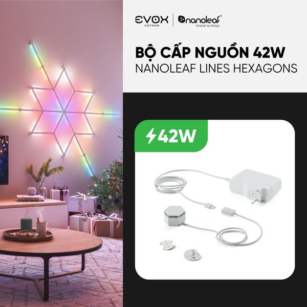 Bộ nguồn 42W và đầu nối nguồn dành cho bộ đèn lắp ghép thông minh Nanoleaf Lines Hexagon - Lục Giác