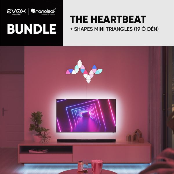Bộ đèn Nanoleaf Bundle Shapes Mini Triangle hình The Heartbeat - Bộ khởi động 19 ô đèn