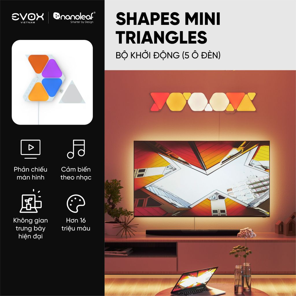 Đèn thông minh Nanoleaf Shapes Tam Giác Mini 5 ô đèn (bộ khởi động)