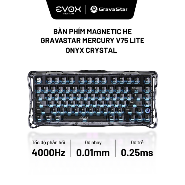 Bàn phím cơ Magnetic HE Gaming Gravastar Mercury V75 Lite - OnyX Crystal