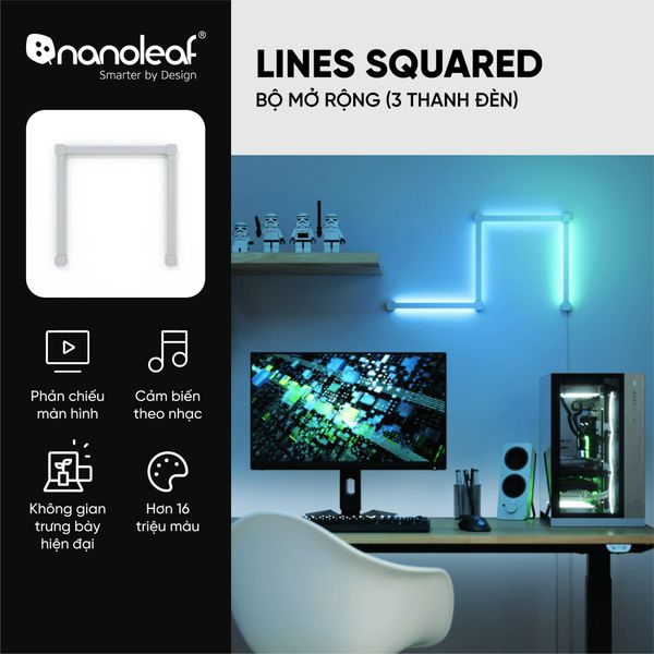 Đèn thông minh Nanoleaf Lines Squared 3 thanh đèn (bộ mở rộng)-EVOXVN
