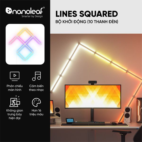 Đèn LED RGB lắp ghép thông minh Nanoleaf Lines Squared 10 thanh đèn (Bộ khởi động)