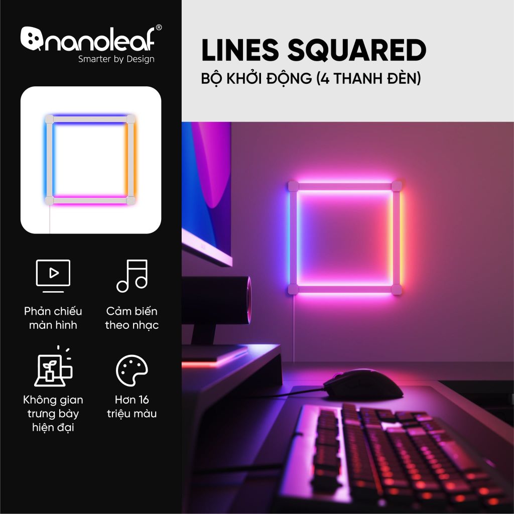Đèn thông minh Nanoleaf Lines Squared 4 thanh đèn (bộ khởi động)
