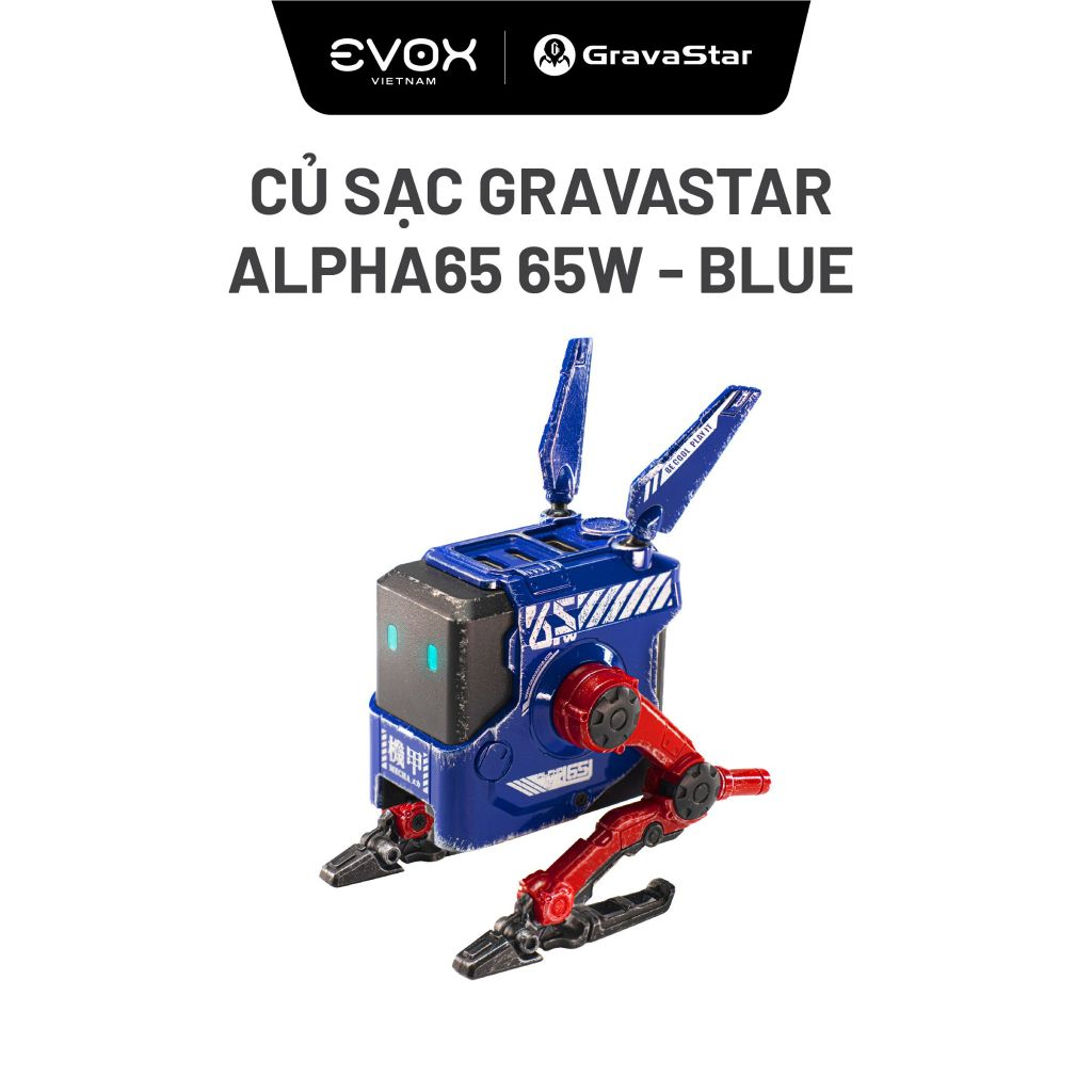 Củ sạc nhanh GravaStar Alpha65 (GAN 65W) Blaze Blue