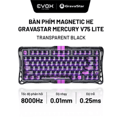 Bàn phím cơ Magnetic HE Gaming Gravastar Mercury V75 Lite  - Transparent Black