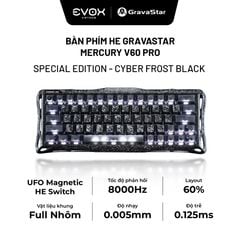 Bàn phím cơ Magnetic HE Gaming Gravastar Mercury V60 Pro Special Edition - Cyber Frost Black