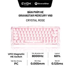 Bàn phím cơ Magnetic HE Gaming Gravastar Mercury V60 - Crystal Rose