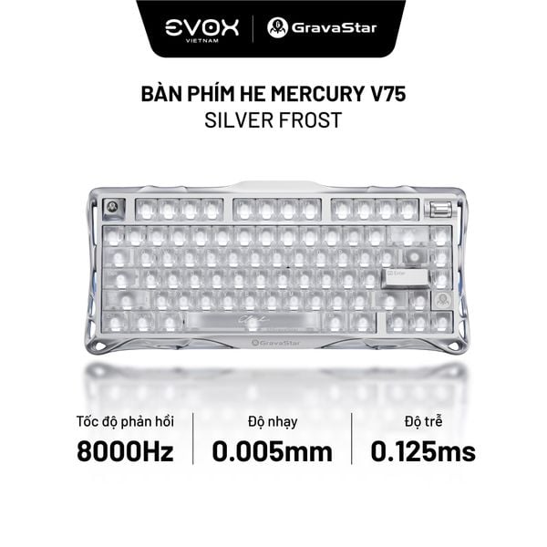 Bàn phím cơ Magnetic HE Gaming Gravastar Mercury V75 - Silver Frost