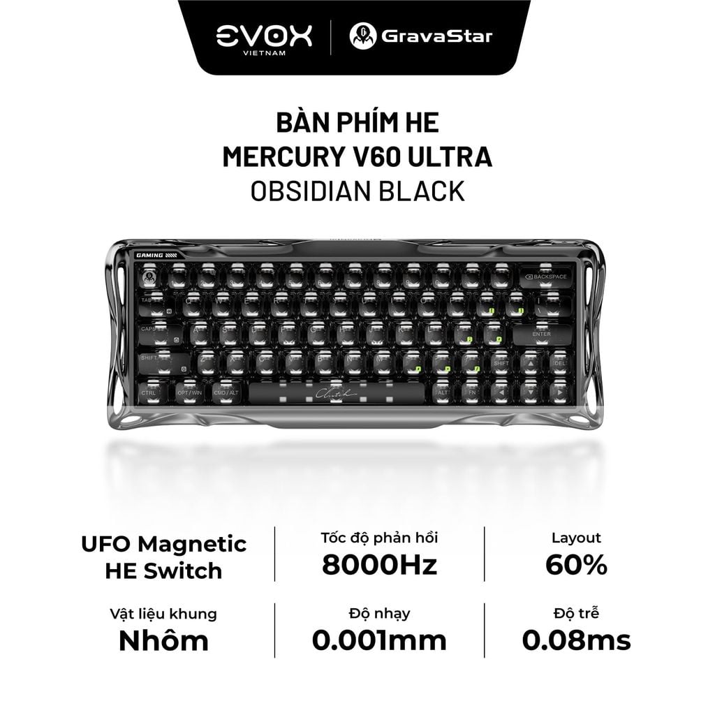 [PRE - ORDER] BÀN PHÍM GAMING GRAVASTAR MERCURY V60 ULTRA - OBSIDIAN BLACK