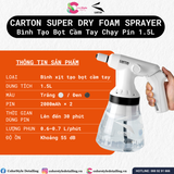  Bình Tạo Bọt Cầm Tay Chạy Pin Carton Super Dry Foam Sprayer 1.5L 