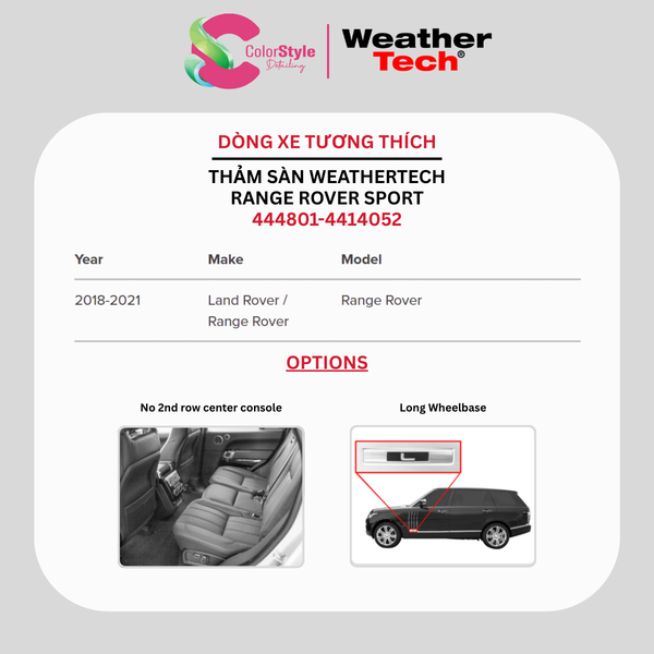  Thảm sàn WeatherTech Range Rover Màu Đen Chính Hãng Mỹ 