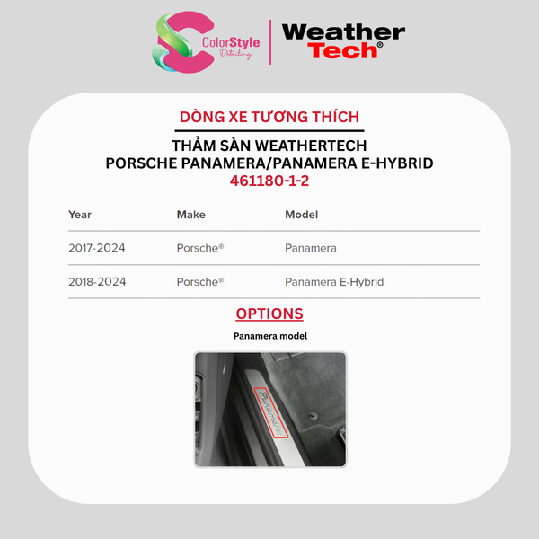  Thảm sàn WeatherTech Porsche Panamera Chính Hãng Mỹ 